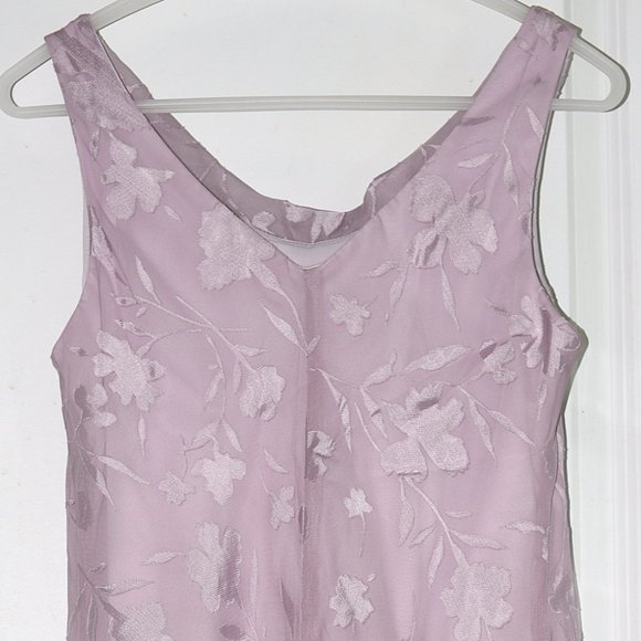 Worn 1X Pink Floral Appliqué Cowl Neck Midi Dress - Picture 6 of 7